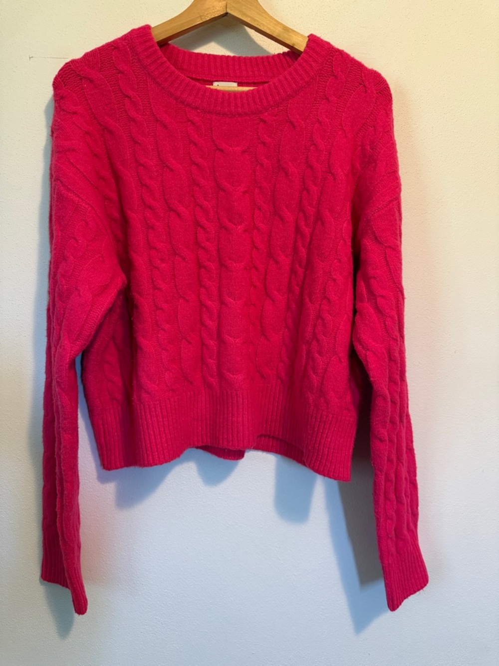 a new day Hot Pink Cable Knit Crewneck Sweater